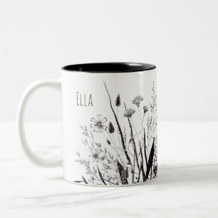 Mug Fleur sauvage personnalisé avec écriture