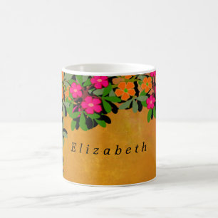 Mug Fleur sauvage rose et orange