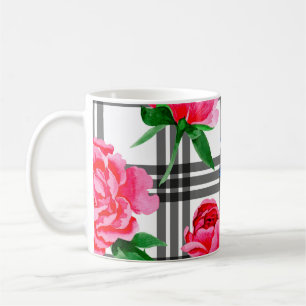 Mug Fleur sauvage rouge et bleu pivoines fleurs motif