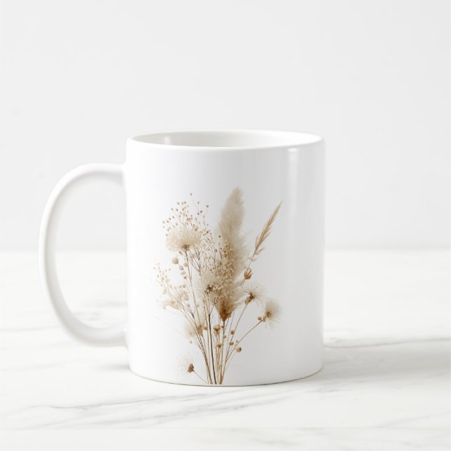 Mug Fleur Séchée Botanique Beige (Gauche)