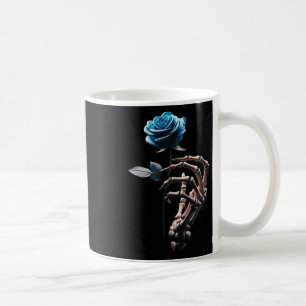 Mug Fleur - Squelette Blanc Main tenant Un Rose Bleu