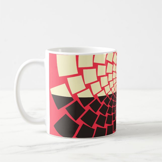 Mug Fleur stylisée : noir rouge ivoire (Gauche)