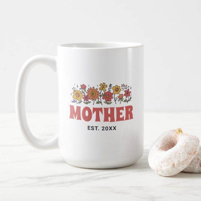 Mug Fleur Super Fleur Vintage Florale Fête des Mères (Avec donut)