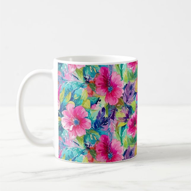 Mug Fleur Teal Vibrante (Gauche)