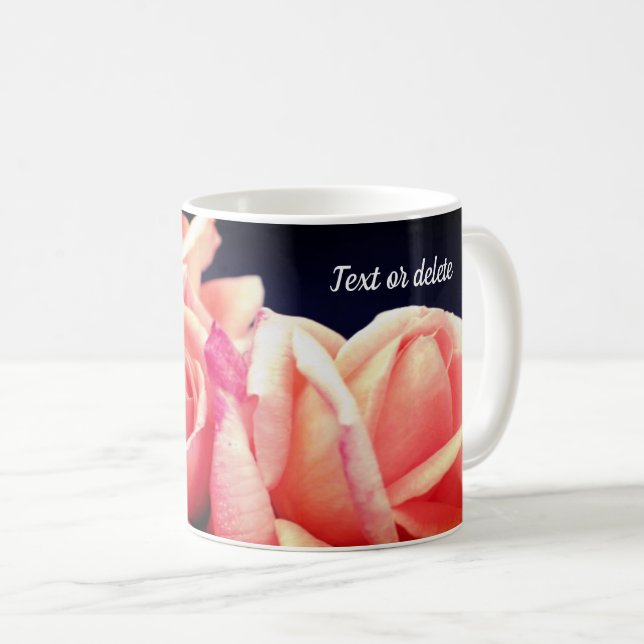 Mug Fleur trio Rose de Pêche personnalisée (Devant droit)