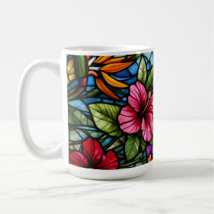 Mug Fleur tropicale en vitrail floral vibrant