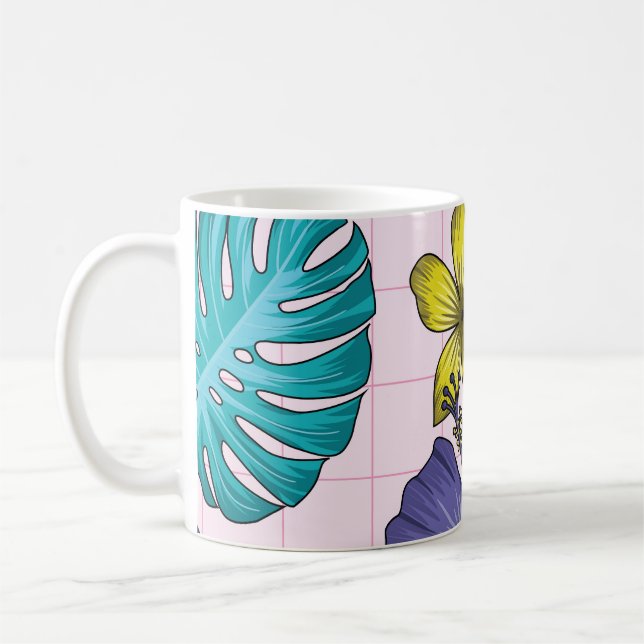 Mug Fleur tropicale : motif feuille sans soudure (Gauche)