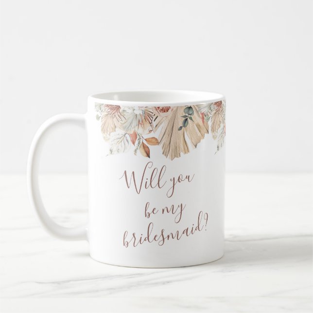 Mug Fleur tropicale neutre Veux-tu être ma demoiselle  (Gauche)