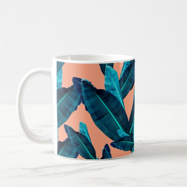 Mug Fleur tropicale, plante et motif de feuilles b (Gauche)