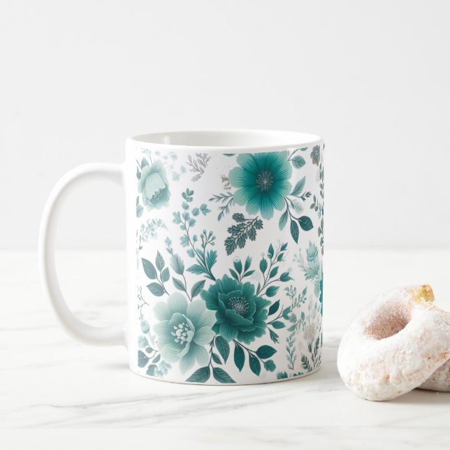 Mug 💐 Fleur Turquoise (Avec donut)
