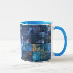 Mug Fleur turquoise et bleue
