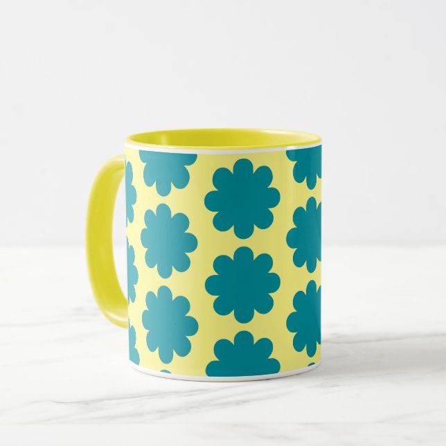 Mug Fleur turquoise rétro sur la Coupe de Musique Jaun (Devant gauche)
