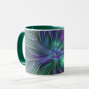 Mug Fleur vert violet Art Abstrait moderne Fractal