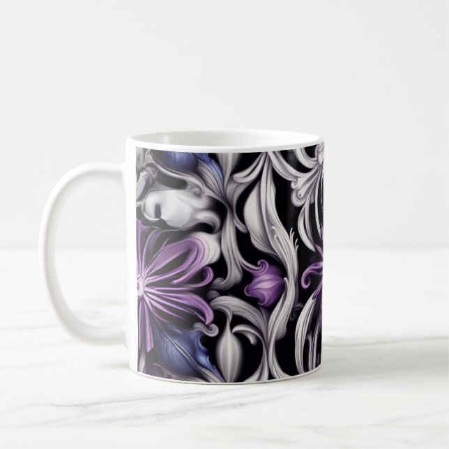 Mug Fleur violet et violet clair Art Abstrait (Gauche)