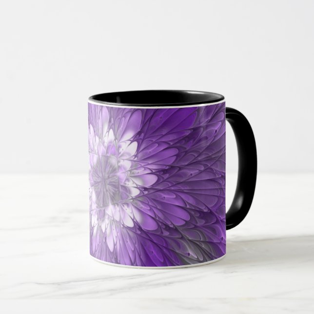 Mug Fleur Violette Abstraite Art Fractal Psychedelique (Devant droit)
