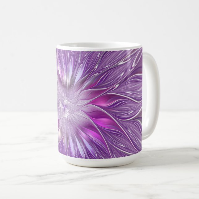 Mug Fleur violette rose Passion Abstrait Art fractal (Devant droit)