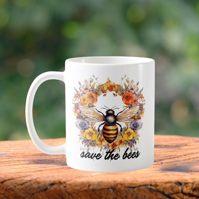 Mug Fleur Wreath Sauvez les abeilles (Créateur téléchargé)