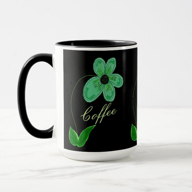 Mug Fleuri Aux Verts (Gauche)