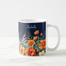 Mug Fleurissez là où vous êtes planté Fleurs Bleu Mari