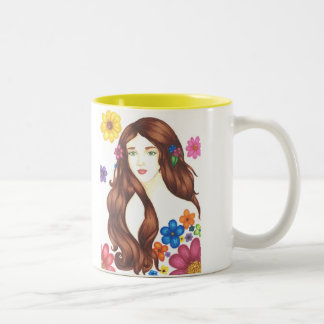 Mug Fleuriste 33cl (Blanc/Jaune)