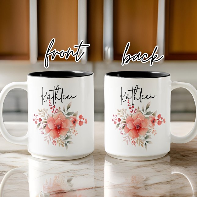 Mug Fleuriste Aquarelle Personnalisé, Cadeau pour  (bridesmaid gift mug, bridesmaid proposal gift, bridal shower mug, bachelorette favor gift, mom gift)