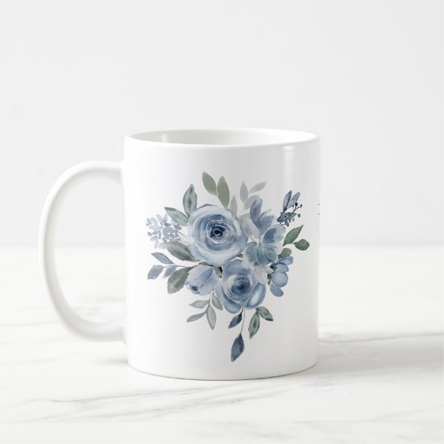 Mug Fleuriste Fleurs Bleues Céramique (Gauche)