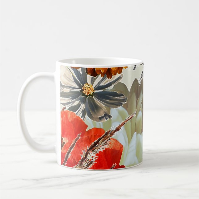 Mug Fleuron floral flou, art vintage. (Gauche)