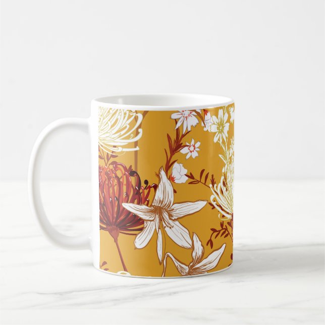 Mug Fleuron Rétro : Art de la ligne florale inachevé (Gauche)