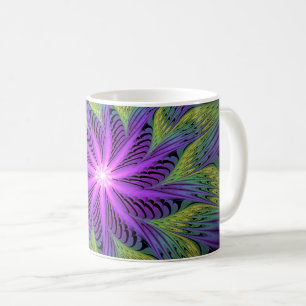 Mug Fleuron vert violet Art Abstrait fractal moderne