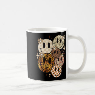 Mug Fleurs à carreaux de léopard visage sourire bohème