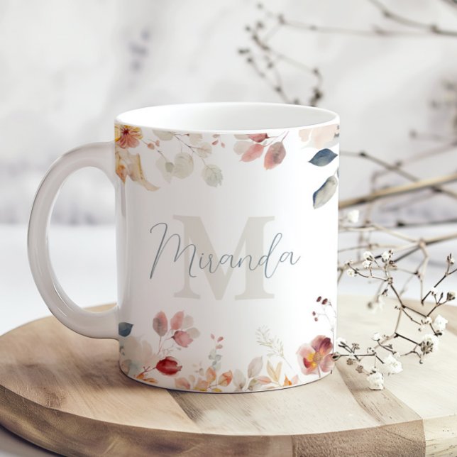 Mug Fleurs à monogramme personnalisé (Créateur téléchargé)
