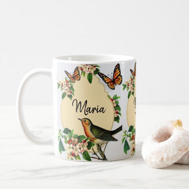 Mug Fleurs à Motif Oiseaux Victorien (Avec donut)