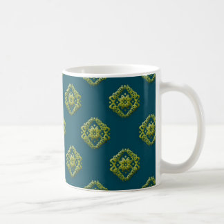 Mug Fleurs abstraites d'or sur le bleu prussien