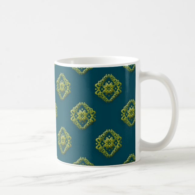 Mug Fleurs abstraites d'or sur le bleu prussien (Droite)