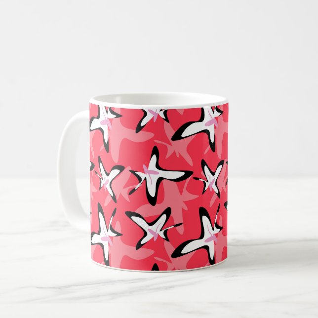Mug Fleurs abstraites modernes roses noires  (Devant gauche)