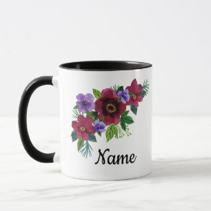 Mug Fleurs aquarelle brillante romantique couronne flo