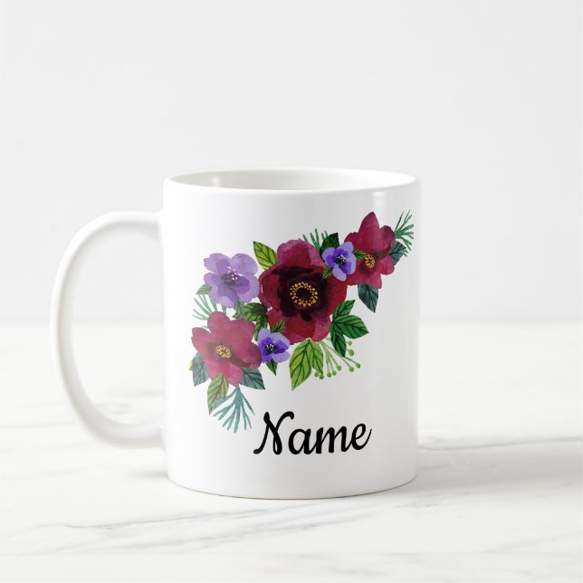 Mug Fleurs aquarelle brillante romantique couronne flo (Gauche)