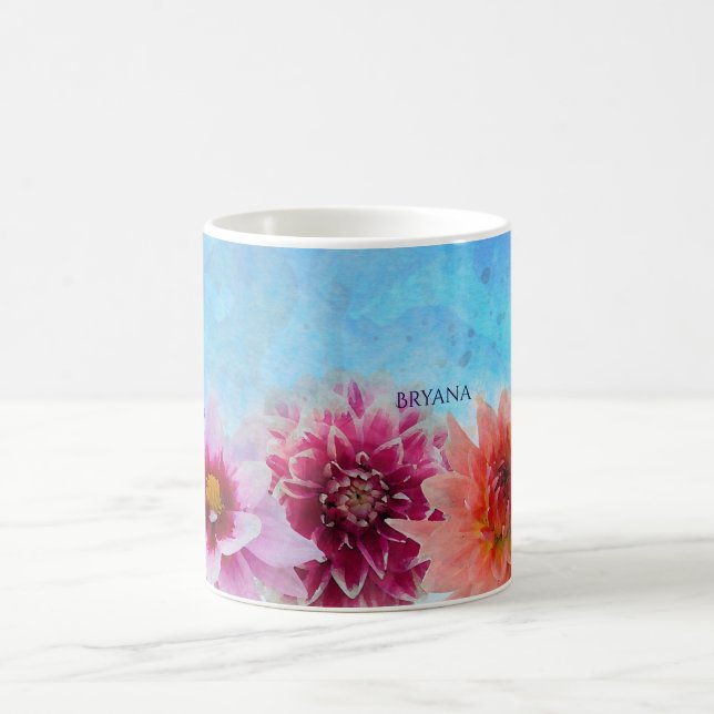 Mug Fleurs Aquarelle Floral Moderne Élégant (Centre)
