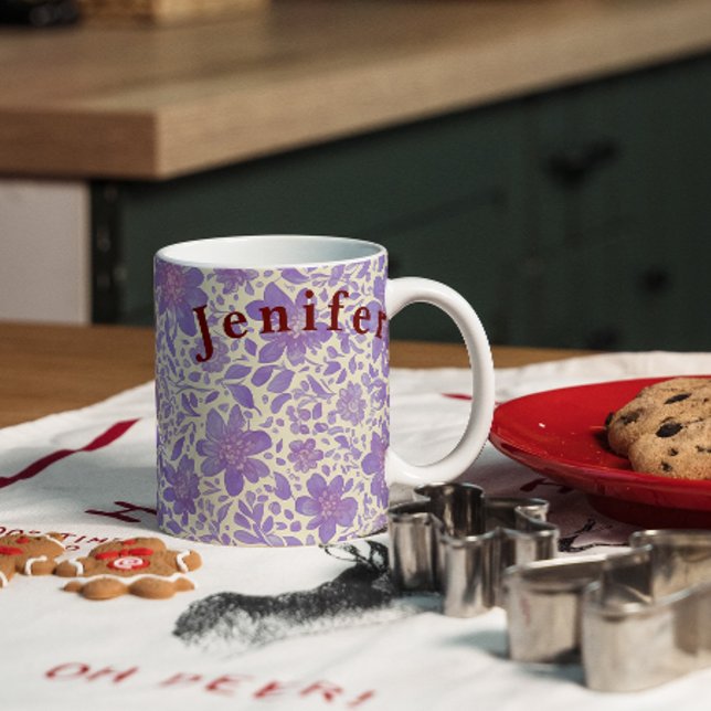 Mug Fleurs aquarelle Vecteur de café blanc (Créateur téléchargé)