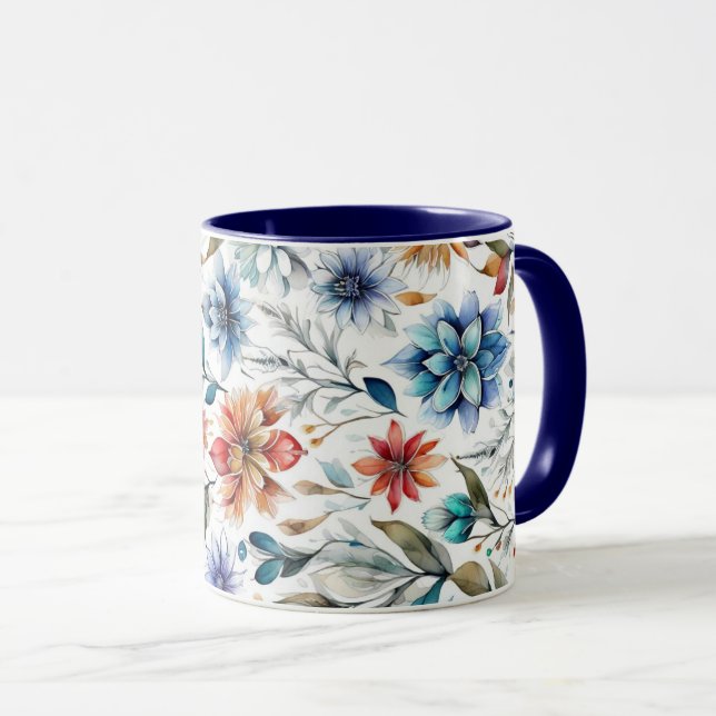 Mug Fleurs aquarelles (Devant droit)