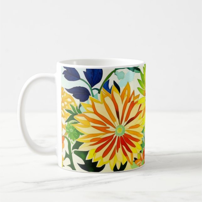 Mug Fleurs aquarelles en rose et jaune (Gauche)