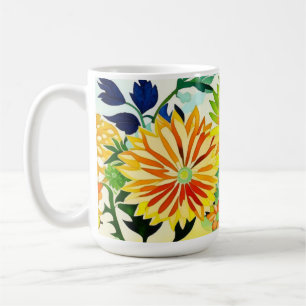 Mug Fleurs aquarelles en rose et jaune
