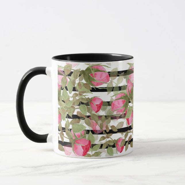 Mug Fleurs aquarelles sans couture roses roses floraux (Gauche)