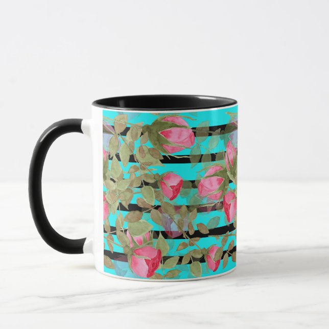 Mug Fleurs aquarelles sans couture roses roses floraux (Gauche)