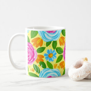 Mug Fleurs Aquarelles Vibrantes Rose et Bleu