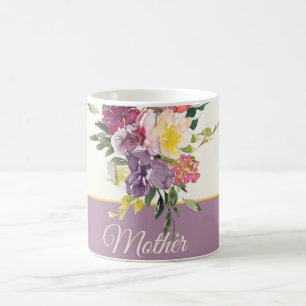 Mug Fleurs aquarelles violettes et bordeaux personnali