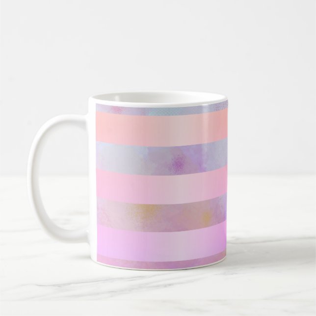 Mug Fleurs arc-en-ciel abstraites rayures à l'aquarell (Gauche)
