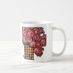 Mug Fleurs Art Déco vintages, Roses de jardin rose