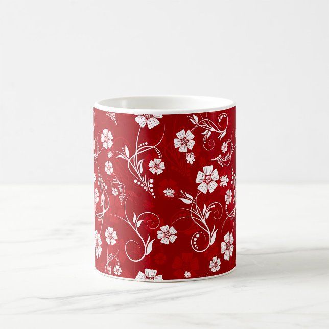 Mug Fleurs blanches Arrière - plan rouge (Créateur téléchargé)