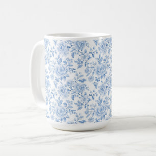 Mug Fleurs blanches bleues romantiques